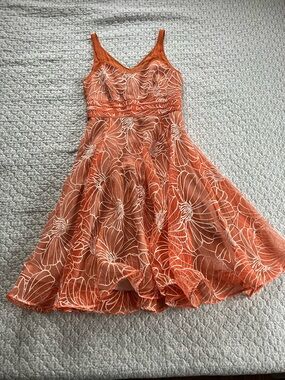 Anthropologie Calendula Orange Floral Dress
